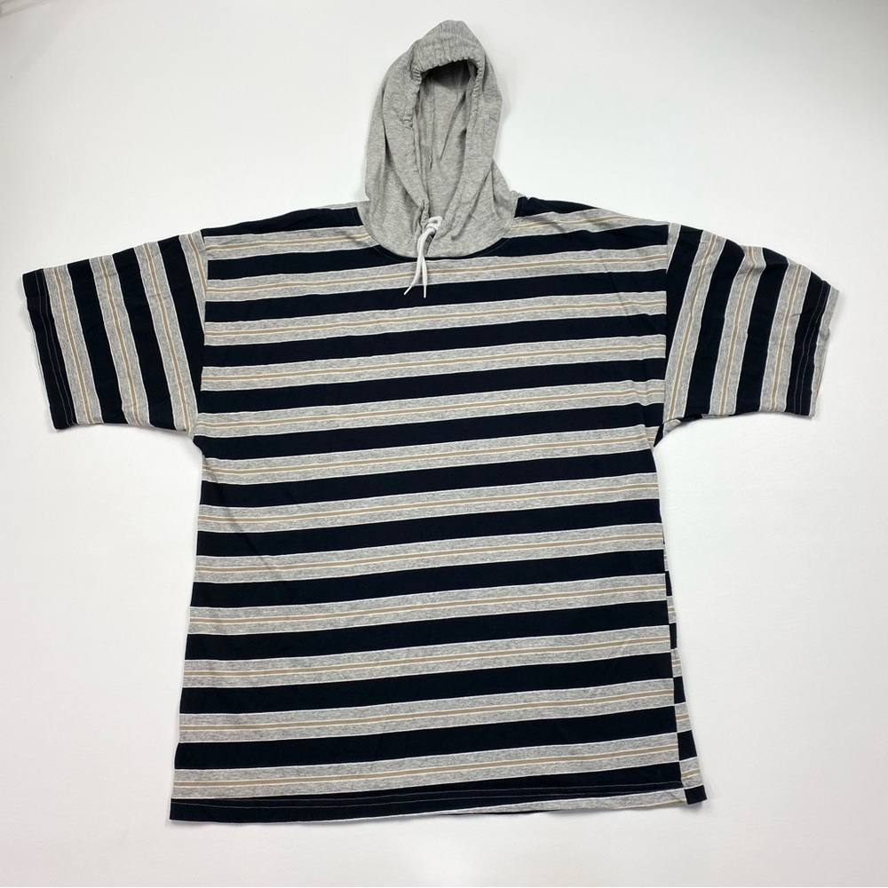 Men’s Vintage Frank Short Sleeve Striped Hooded T-Shirt Size Medium